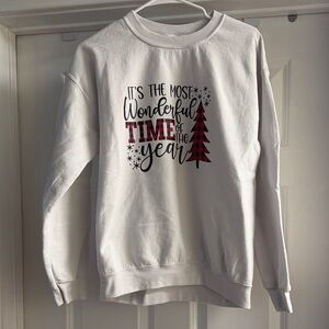 Adidas White Sweatshirt with Red Holiday Design